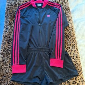 Adidas long sleeve shorts romper w/ zipper
